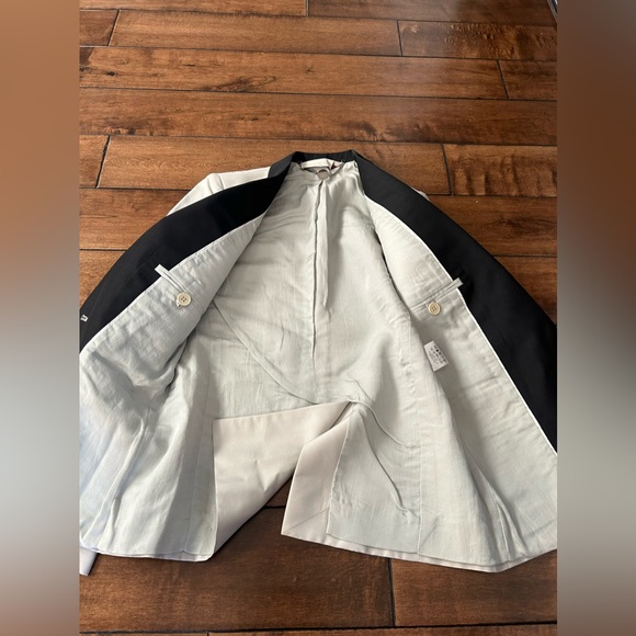 Stella McCartney Size XS Silver Black Silk Tuxedo Blazer - Picture 4 of 9